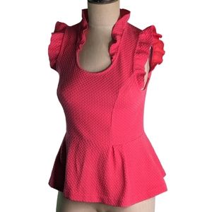 Anthropologie Postmark Red Peplum Top, S, EUC